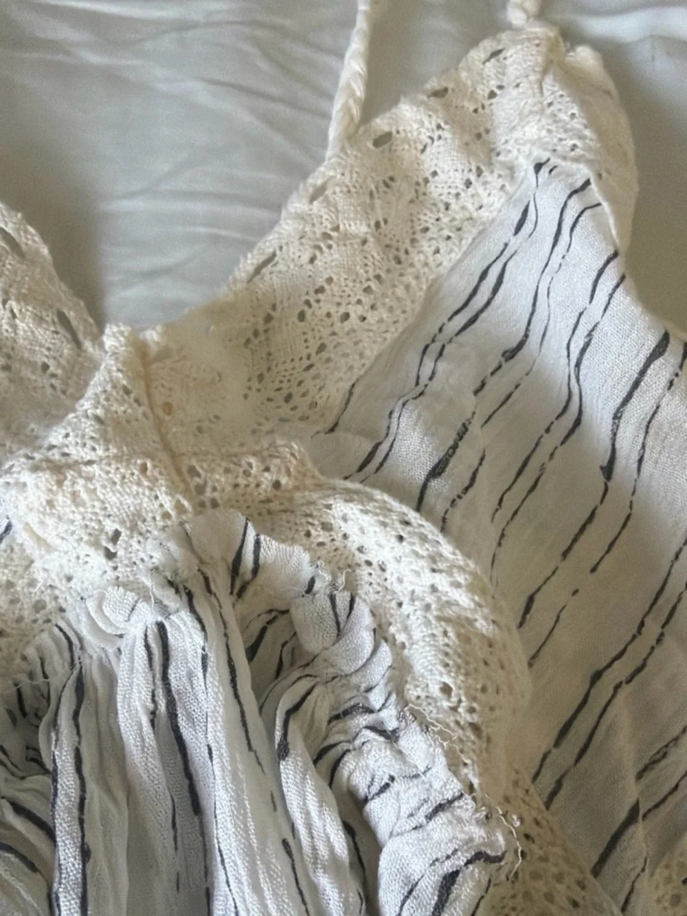 Surf Gypsy Striped Lace-Trim Tank Top
